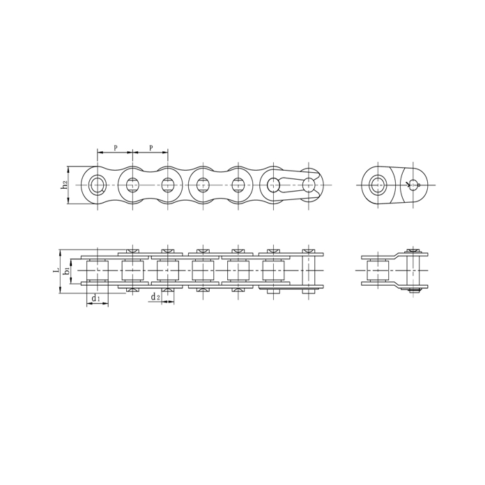 Precisionsrullkedjor i rostfritt stål med kort stigning