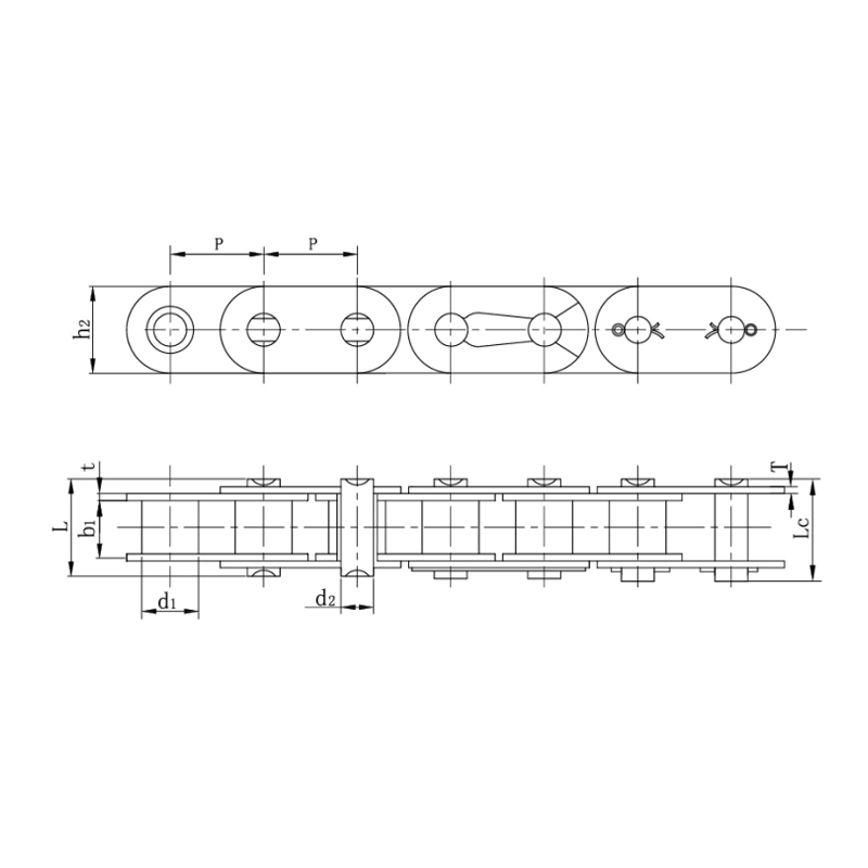 Rullkedjor med rak sidoplåt (B-serien)