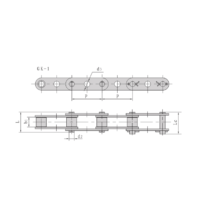 Dubbla transportörkedjor med centrala hål