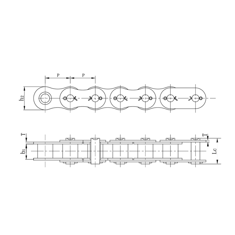 Kraftiga rullkedjor av sprucken typ